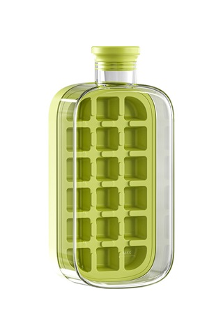 Youtek Büyük Boy Yeşil Silikon Buzluk Botu, 2'li 1 Kapaklı Buz Hazırlama Kabı, Kolay Çıkarılabilir Buz Küpleri, Ev Kullanıma Uygun, Kokteyl-whiskey-ıçecekler İçin Yeşil