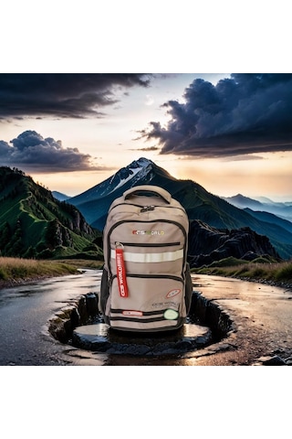 Ççs London 3 Gözlü Sırt Çantası Okul Çantası Spor Çanta Günlük Çanta 51680 Açık Kahve Desenli