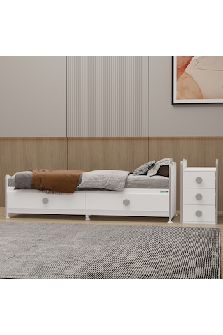 Melina Bebek Odası Yıldız 4 Kapaklı Dolap - Gri Beyaz