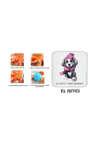 Kırmızı Bereli Köpek Cep Sobası,el Isıtıcı,sıcak Su Torbası Pvc 10x9,5cm Beyaz