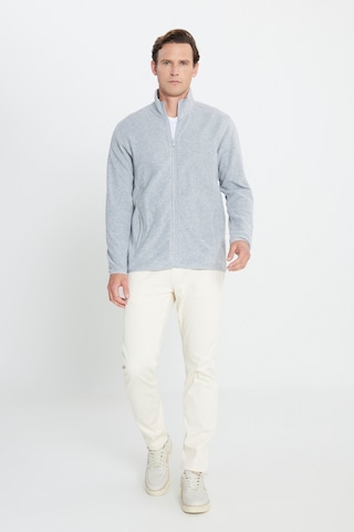 AC&Co / Altınyıldız Classics 4A5221100014GMJS Standart Fit Fermuarlı Bato Yaka Polar Erkek Ceket Gri