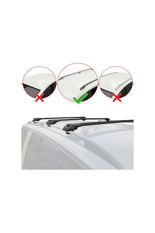Toyota Corolla E120 2000-2006 Arası İle Uyumlu Ace-1 Ara Atkı Tavan Barı Siyah 3 Adet Bar