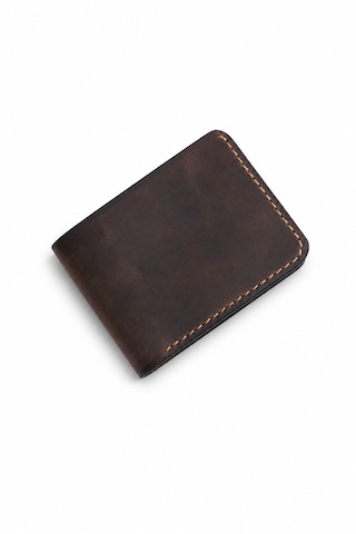 Craft & Luna Hakiki Deri Erkek Bifold Cüzdan Castle El Yapımı Kişiselleştirilebilir Kahverengi