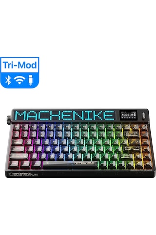 Machenike KT84-B84W Tri-Mode Gateron White Switch LCD RGB İngilizce Oyuncu Klavye