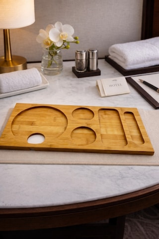 Pera - Bambu Tezgah Üstü Sunumluk Kahve Köşesi Organizer Stand Küçük 41 Cm Bambu