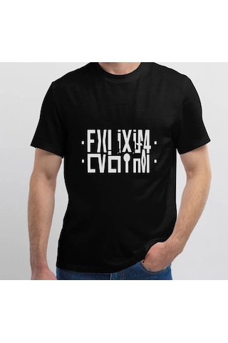 Hırsch Erkek Siyah Oversize Katlamalı Evliyim Baskılı T-shirt Mat Siyah