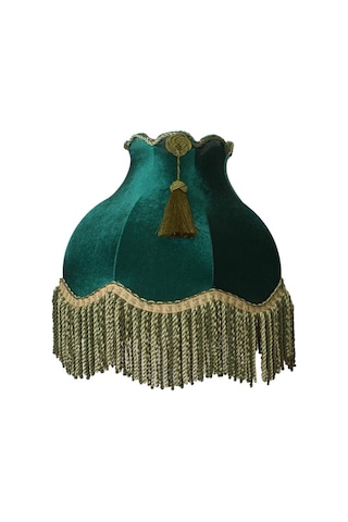 Ahşap Ayak Zümrüt Renk Kadife Kaplı Lambader Vintage Model