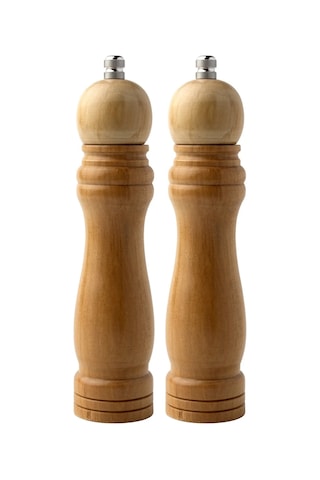 Bambu Gövdeli Komple Ahşap Tuz Karabiber Değirmeni Baharat Öğütücüsü Büyük Boy 21 Cm 2 Adet