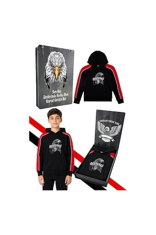 Beşiktaş Çocuk Kapüşonlu Sweatshırt Uv Kutu Siyah Uv