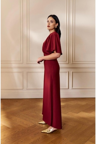 Nayana Asimetrik Elbise Bordo