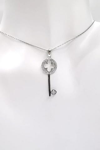 Omar Silver Kadın Dört Yapraklı Yonca Anahtar Model Zirkon Taşlı (513866795)