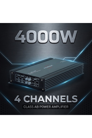 Korax Kx-ab-480 4 Kanal Oto Amfi - 4000w Max, 80wx4 Rms, Ab Sınıfı Araç Ses Sistemi Amplifikatörü
