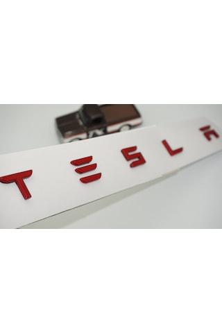 Dk Tuning Tesla Model 3 Y S X Series Bagaj Kırmızı Uzun Yazı Logo Bagaj Arma