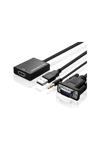 VGA to HDMI Çevirici Dönüştürücü Adaptör Ses Destekli