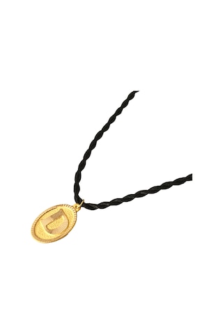 14 Ayar D Harf Siyah İpli Kolye