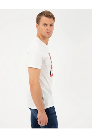 Pierre Cardin Slim Fit Baskılı Bisiklet Yaka Erkek Tişört Renkli