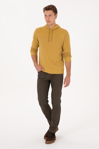 U.S. Polo Assn. Erkek Regular Fit Kapüşonlu Petek Dokulu Hardal Sweatshirt 50315526-VR151