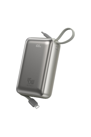 Wiwu As-182 Samsung Uyumlu Galaxy Pro Max Serisi Type-c Lightning Çıkışlı Powerbank Pd 45w 20000mah Gümüş