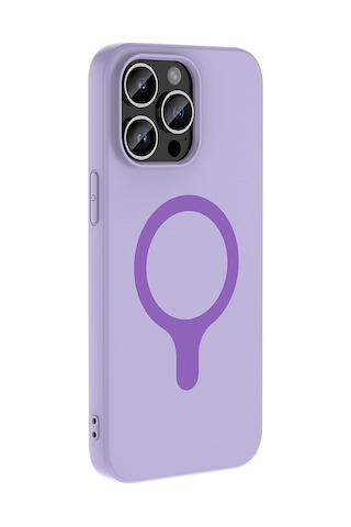 Apple iPhone Uyumlu 14 Pro Max Kılıf M-safe Şarj Özellikli Zore Aris Silikon Kapak - Lila