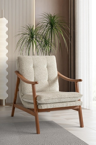 Arte Ahşap Ayaklı Berjer Beyaz