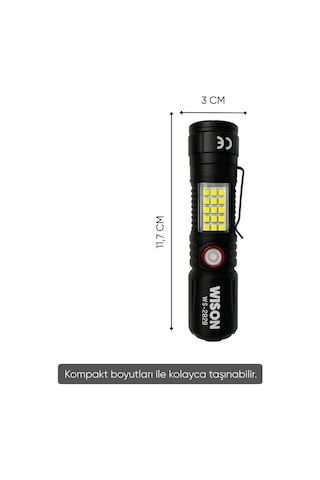 Usb Şarj Edilebilir El Feneri - Wison - 1000 Lümen - 10 Watt - Ws-2828 Çok Renkli