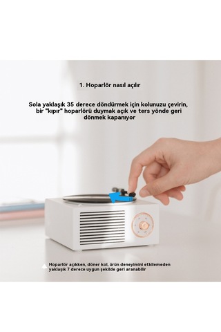 Atomik Vinil Kayıtlı Bluetooth Hoparlör-beyaz