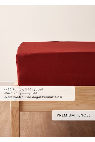 Bella Maison Premium Tencel King Size Lastikli Saten Çarşaf Bordo 180x200x35 Cm Bordo