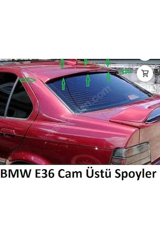 Bmw E36 Arka Cam Üstü Rüzgarlık Boyasız Ham Siyah Fiberclass