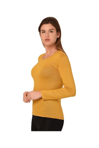Disentis Yuvarlak Yaka Uzun Kollu Viskon Hardal Body
