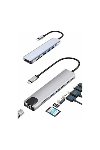 Northcity 8 Port Çoklayıcı Type-c Dönüştürücü - MacBook Uyumlu Sd/tf Hdmı Rj45 4k Hub