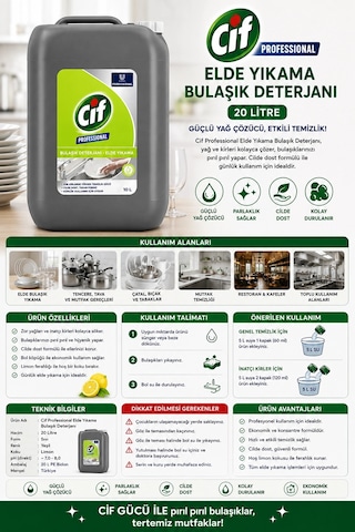 Cif Pro Elde Yıkama Bulaşık Deterjanı 20 Lt.