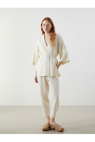 Lcw Vision Bej Şal Yaka Oversize Kadın Kimono