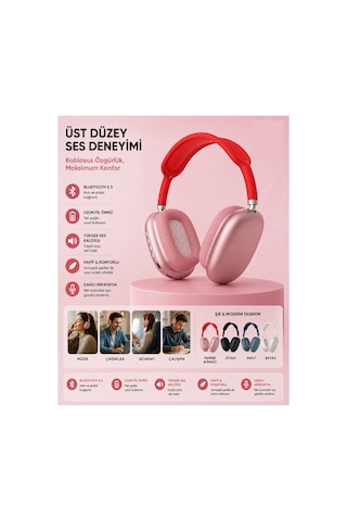 P9 Plus Kulaküstü Kablosuz Kulaklık Şarjlı Wireless Headphone Bluetooth Lu Hafıza Kartı Ve 3.5mm Jack Girişli Type C Şarj Girişli Mikrofonlu Kulaklık Mp3 Müzik Çalar