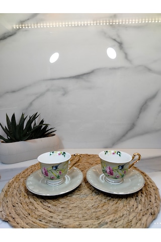 Vanilla New Bone China Kahve Fincanı 2 Kişilik Ekru