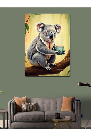 Kanvas Tablo Koala Çay Molası 70cmx100cm