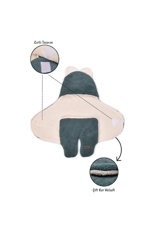 0-12 Ay Çift Kat Elyaflı Bebek Dış Kundak- Pelüş Bebek Battaniyesi- Ayaklı Welsoft Bebek Uyku Tulumu