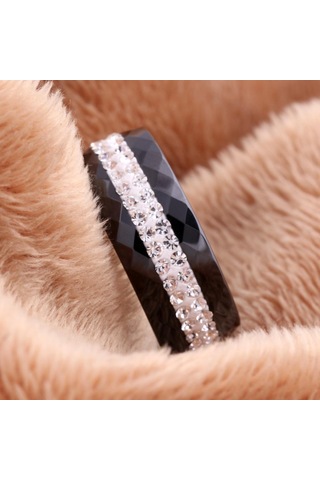 Siyah Moda Siyah/beyaz Şık Seramik Alyans 9 Siyah