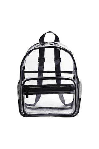 Şeker Rengi PVC Şeffaf Su Geçirmez Öğrenci Okul Çantası - Siyah