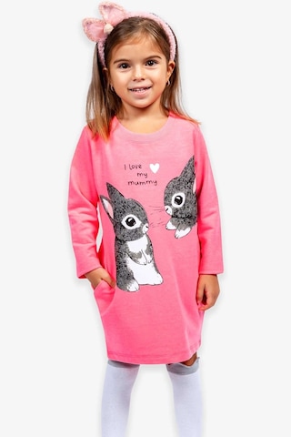 Breeze Kız Çocuk Tunik Tavşan Desenli 1.5-5 Yaş, Neon Pembe Neon Pembe