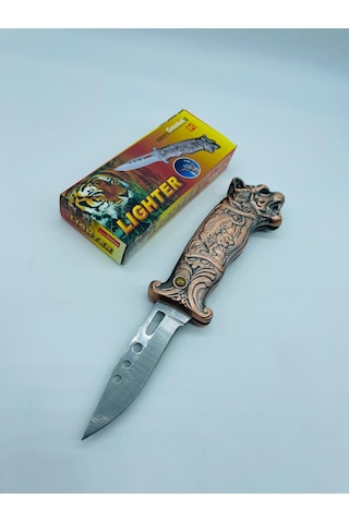 Aslan Desenli Kabartmalı Işıklı Çakı Çakmak //18cm