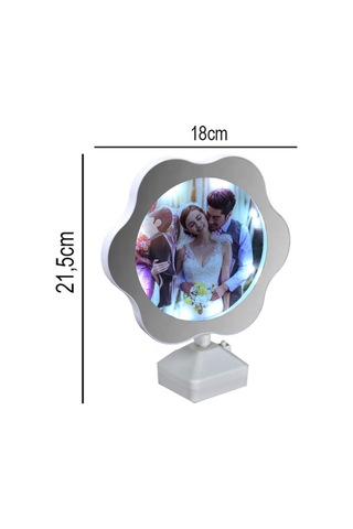 Led Işıklı Sihirli Papatya Ayna 21,5x18cm Beyaz Fotoğraflı Kişiselleştirebilir Ürün Sarı
