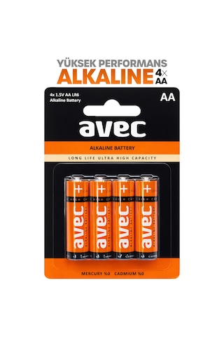 Avec 4lü Aa Lr6 Alkaline Kalın Kalem Pil Alkalin Saat Pili Alkali Pil 1.5v