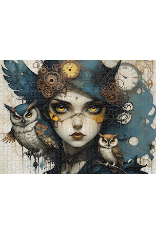 Nova Puzzle 1000 Parça Baykuşlu Gizem Puzzle - Kadın Ve Baykuş