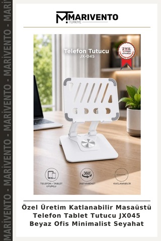 Özel Üretim Katlanabilir Masaüstü Telefon Tablet Tutucu Jx045 Beyaz Ofis Minimalist Seyahat