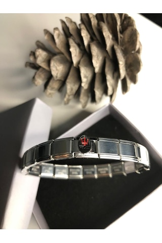 Erkek Çelik Bileklik - Maserati Logo Model Italy Nomi Charm Çelik Bileklik Gümüş