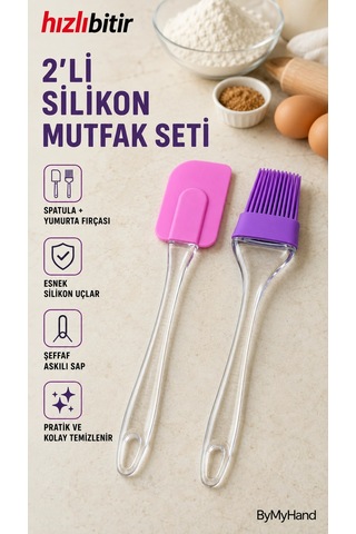 Bymyhand Karışık Renk Spatula Ve Yumurta Fırçası 2'li Set