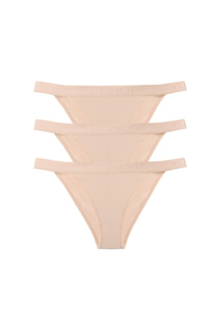 Velmore Kadın 3 Lü Pamuklu Normal Bel Slip Külot Ten