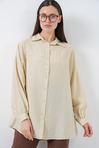 Bigdart Kadın Uzun Oversize Gömlek 5965 - Ekru