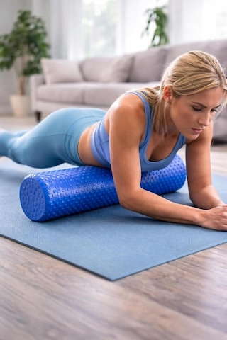 Avessa Afr-90x15 Masajlı Uzun Foam Roller, 90x15 Cm, Mavi Çok Renkli