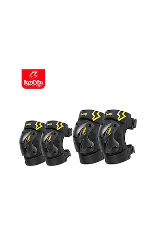 Xindoker Motorcycle Sırt Ve Diz Koruyucu Seti - Siyah Sarı - Pe Ve Naylon Malzeme - 2 Adet Dizlik + 2 Adet Dirsekliği